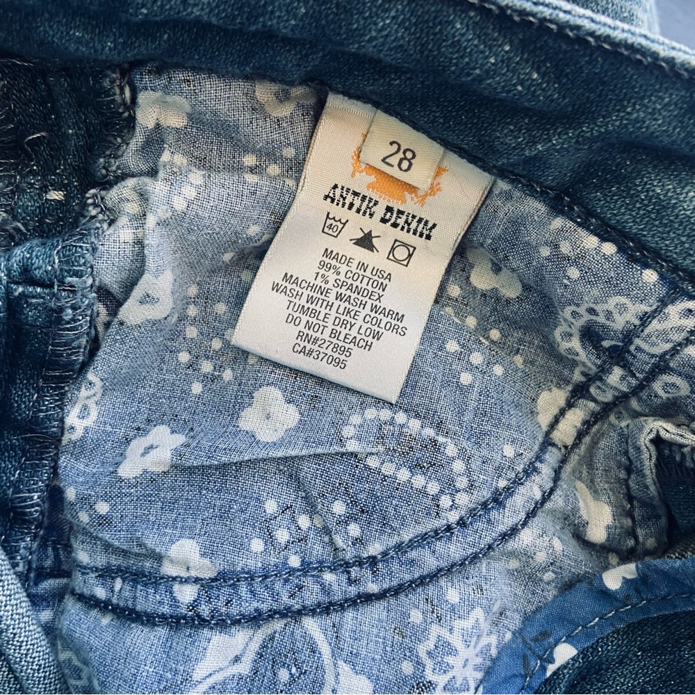 Antik Denim Distressed Embroidered Bohemian Flare Jeans Women's Size 28 - Picture 12 of 14